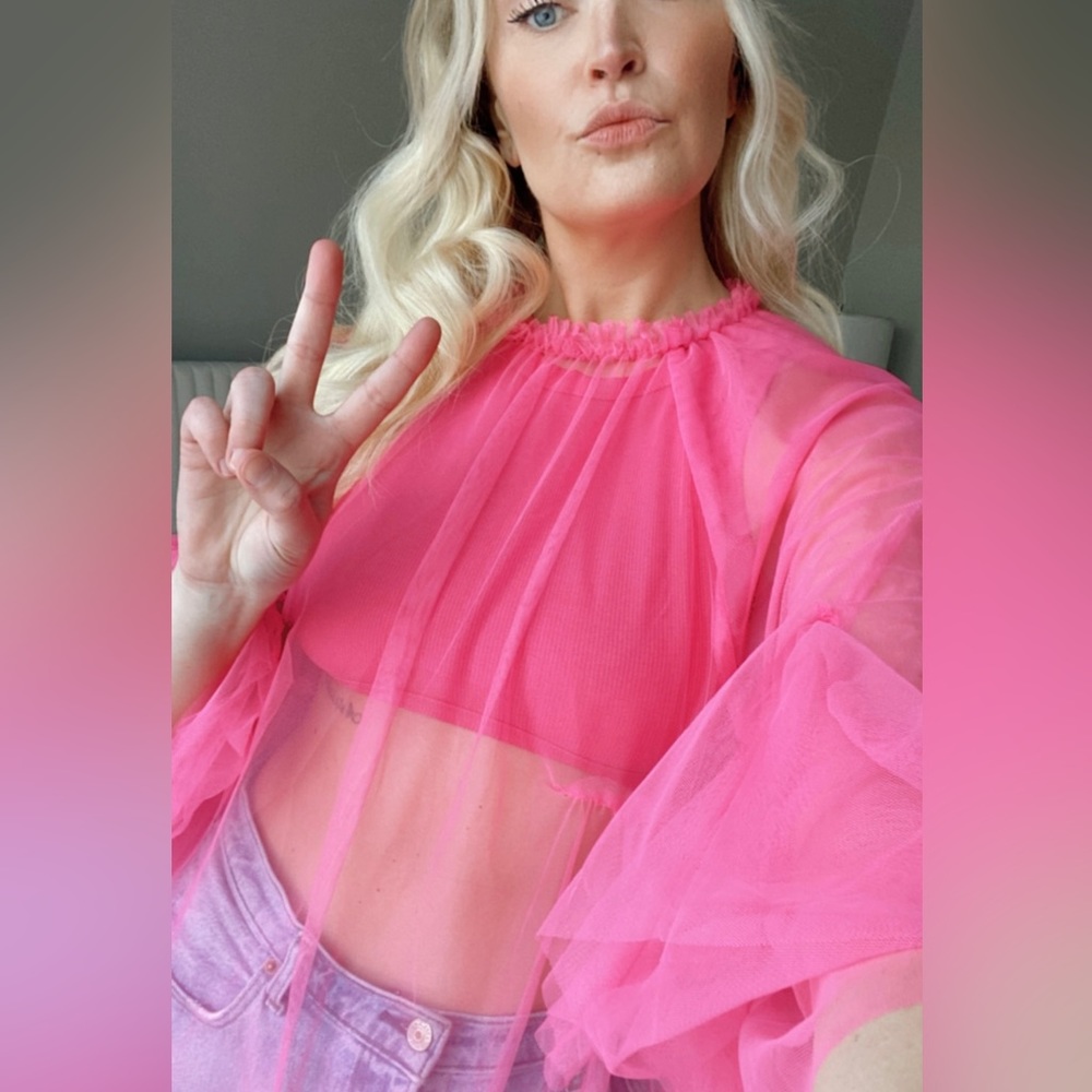 Anthropologie Hot Pink Mini Tulle Layer Top/Dress 💖 Pink under top included!